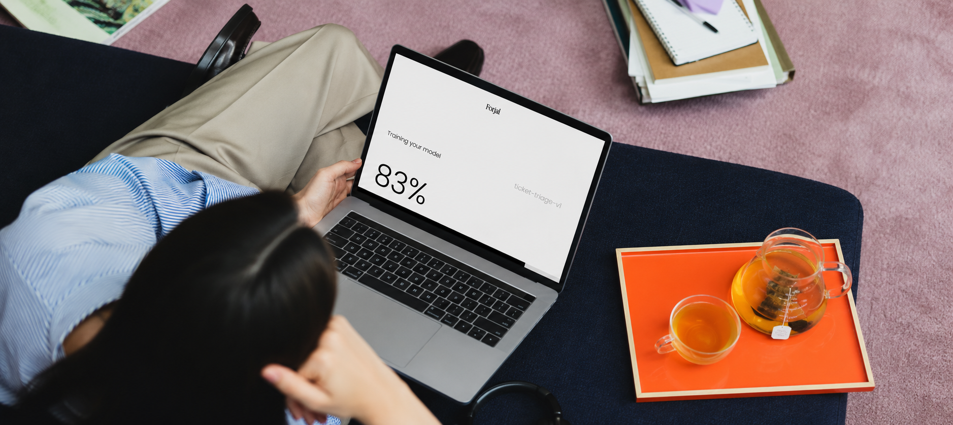 Forjal model training progress on a laptop